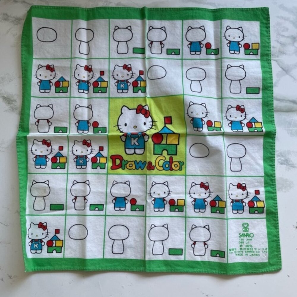Vintage Sanrio Japan Hello Kitty Handkerchief 1976